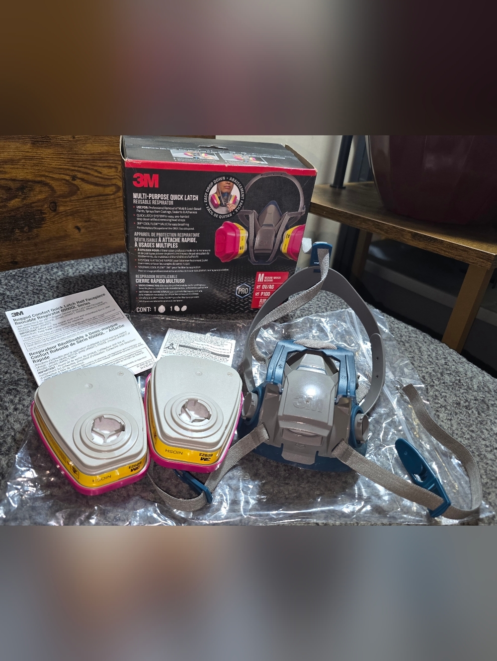 3M Reusable Respirator Mask Medium 6500 Series Quick Latch + P100 OV/AG Filters